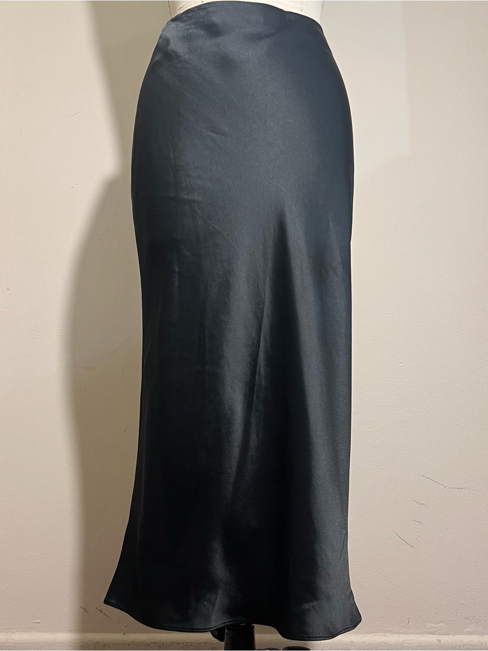STAUD Satin Bias Midi Skirt in Black - Picture 2 of 5